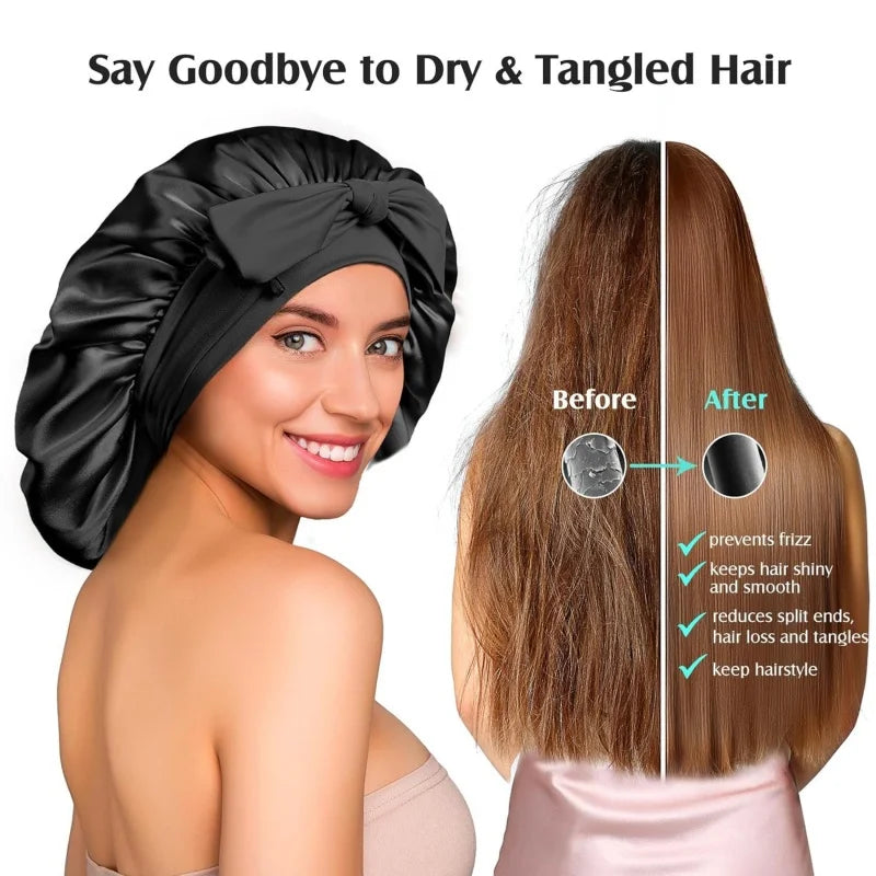 Bonnet de Nuit en Soie de Mûrier 19 Momme — Cheveux Protégés, Anti-Frisottis