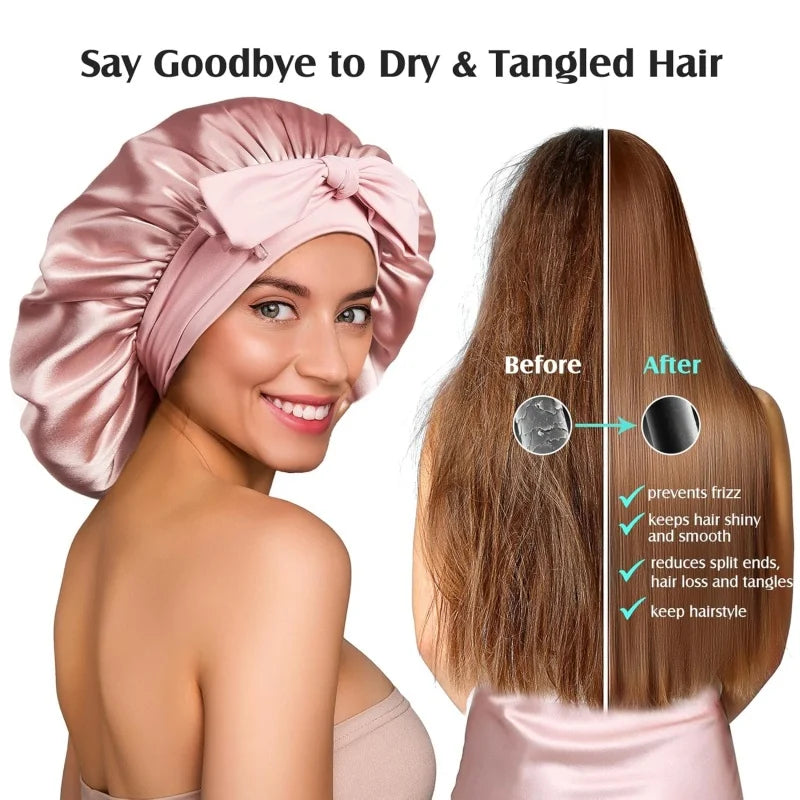 Bonnet de Nuit en Soie de Mûrier 19 Momme — Cheveux Protégés, Anti-Frisottis